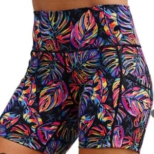 SOLD CVG Tropic Like It's Hot Colorful Leaf Print Women's Athletic Shorts